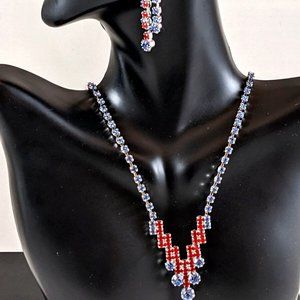 Asfour Diamond Crystal Necklace and Earrings